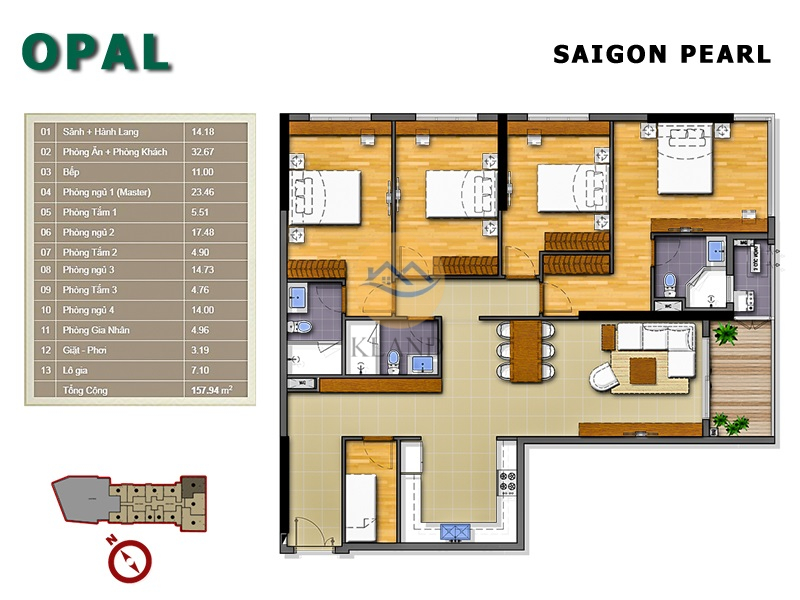 BÁN CĂN HỘ 4 PHÒNG NGỦ OPAL SAIGON PEARL – CHỈ VỚI 18.5 TỶ, VIEW SÔNG SAIGON